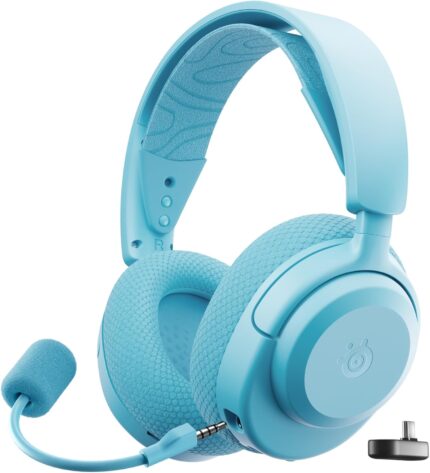 SteelSeries Arctis Nova 3P Wireless Multi-Platform Gaming Headset — Mobile App Control — 40 HR Battery — Neodymium Magnetic Drivers — 2.4GHz/Bluetooth — PS5, PS4, PC, Switch, Mobile — Aqua