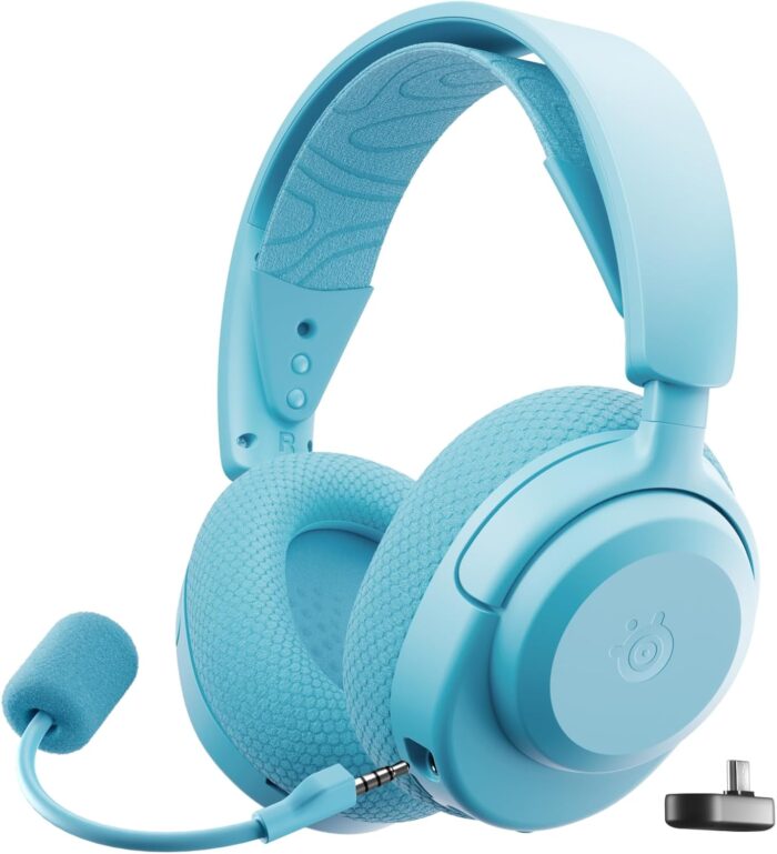SteelSeries Arctis Nova 3P Wireless Multi-Platform Gaming Headset — Mobile App Control — 40 HR Battery — Neodymium Magnetic Drivers — 2.4GHz/Bluetooth — PS5, PS4, PC, Switch, Mobile — Aqua