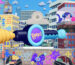 A Bop It! toy floating above a city