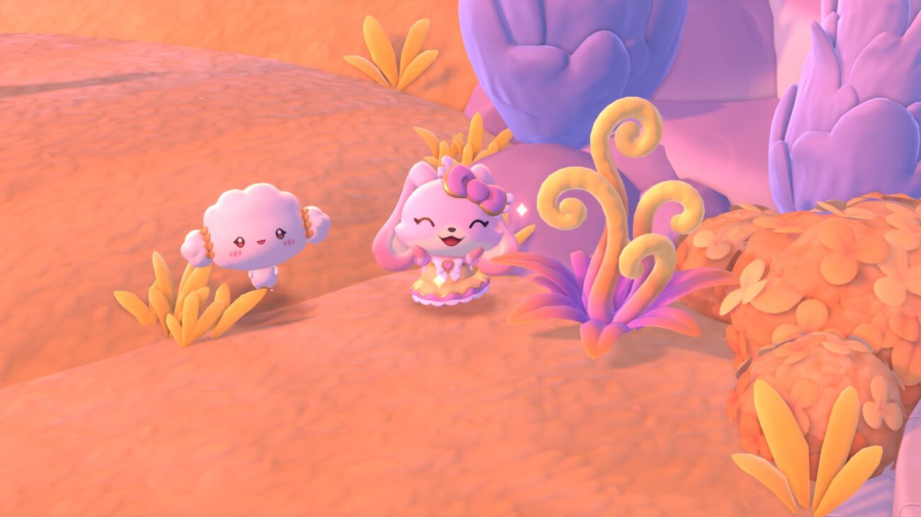 Hello Kitty Island Adventure a character stood next to Cogimyun in Wheatflour Wonderland
