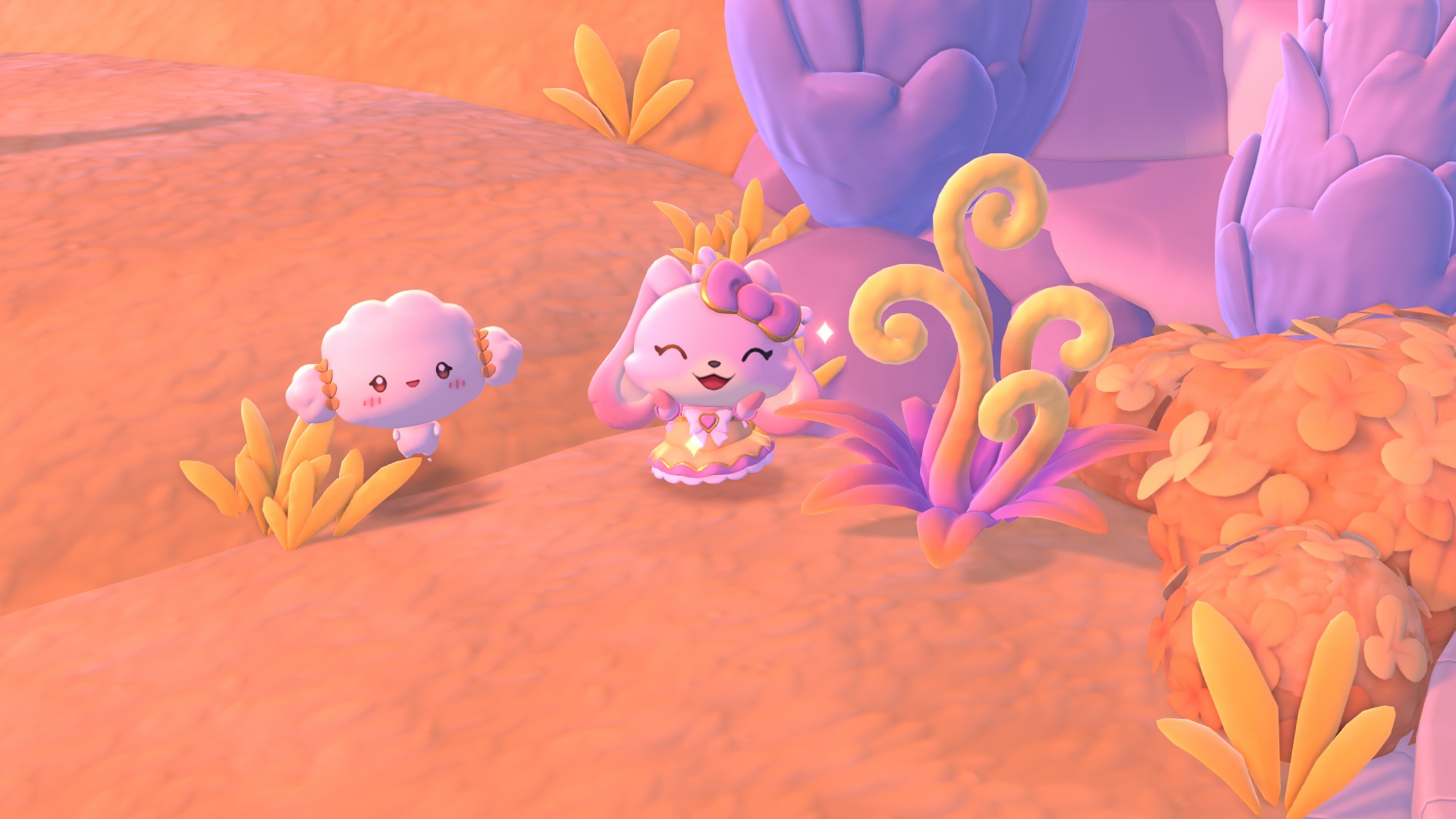 Hello Kitty Island Adventure a character stood next to Cogimyun in Wheatflour Wonderland