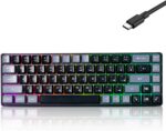 Wired Portable 60% Mechanical Feeling Gaming Keyboard,RGB LED Backlit Compact 68 Keys Mini Wired Office Keyboard for Windows Laptop PC Mac Gamer, Typist, Travel on Business Trip Black–Grey