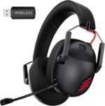 Wireless Gaming Headset for PS5, PS4, PC, NES, Bluetooth 5.3 Gaming Headsets Wireless with Noise Canceling Microphone, Gamer Headphones for Nintendo Switch, 50H Battery - Black