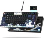 Womier S-K80 75% Keyboard with Color Multimedia Display Mechanical Gaming Keyboard, Wired Hot Swappable Gasket Mount RGB Custom Key Board, Pre-lubed Stabilizer for Mac/Win, Black Kanagawa